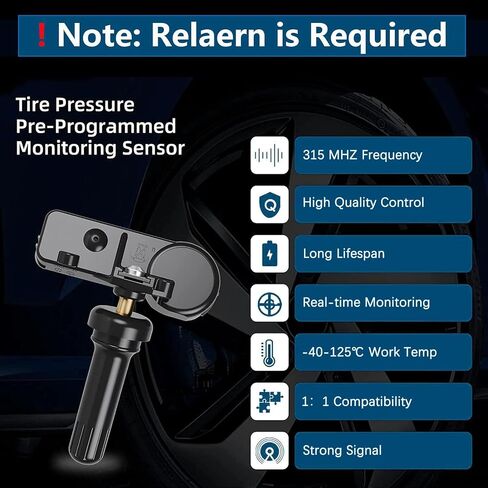 06421-S3V-A04 06421S3VA04 مستشعر نظام مراقبة ضغط الإطارات TPMS المبرمج 315 ميجاهرتز متوافق مع 2005-2006 Acura MDX، 2005-2008 Acura RL/Honda Pilot، 2006-2014 Honda Ridgeline (عبوة واحدة) in Saudi Arabia