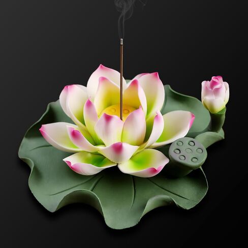 Lotus Incense Burner - Incense Burner Holder for Home Incense Holder Decor Incense Holder for Sticks Yoga, SPA (Z1-Purple Yellow) in Saudi Arabia