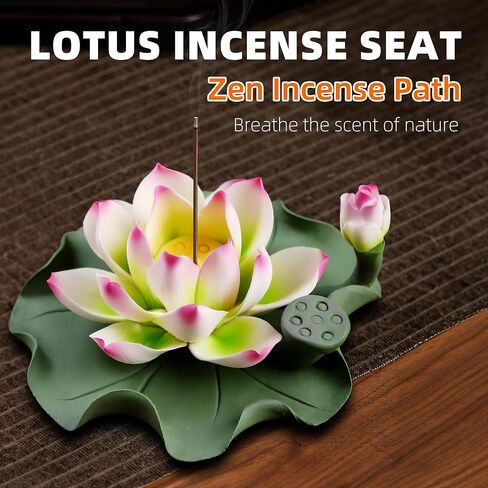 Lotus Incense Burner - Incense Burner Holder for Home Incense Holder Decor Incense Holder for Sticks Yoga, SPA (Z1-Purple Yellow) in Saudi Arabia