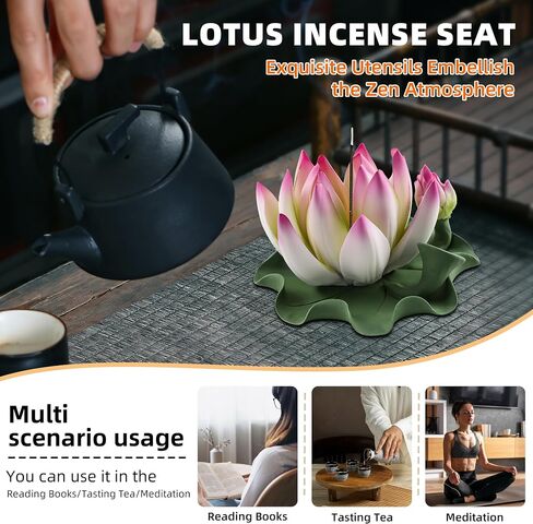 Lotus Incense Burner - Incense Burner Holder for Home Incense Holder Decor Incense Holder for Sticks Yoga, SPA (Z1-Purple Yellow) in Saudi Arabia