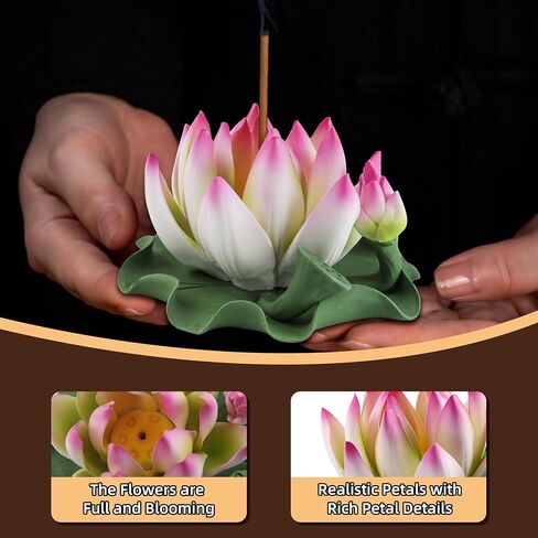 Lotus Incense Burner - Incense Burner Holder for Home Incense Holder Decor Incense Holder for Sticks Yoga, SPA (Z1-Purple Yellow) in Saudi Arabia