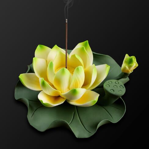 Lotus Incense Burner - Incense Burner Holder for Home Incense Holder Decor Incense Holder for Sticks Yoga, SPA (Z1-Purple Yellow) in Saudi Arabia