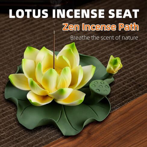 Lotus Incense Burner - Incense Burner Holder for Home Incense Holder Decor Incense Holder for Sticks Yoga, SPA (Z1-Purple Yellow) in Saudi Arabia