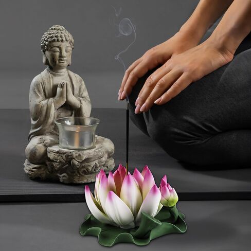 Lotus Incense Burner - Incense Burner Holder for Home Incense Holder Decor Incense Holder for Sticks Yoga, SPA (Z1-Purple Yellow) in Saudi Arabia