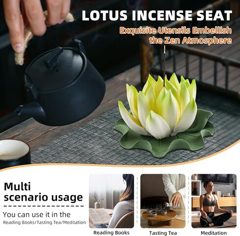 Lotus Incense Burner - Incense Burner Holder for Home Incense Holder Decor Incense Holder for Sticks Yoga, SPA (Z1-Purple Yellow) in Saudi Arabia