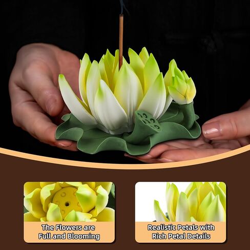 Lotus Incense Burner - Incense Burner Holder for Home Incense Holder Decor Incense Holder for Sticks Yoga, SPA (Z1-Purple Yellow) in Saudi Arabia