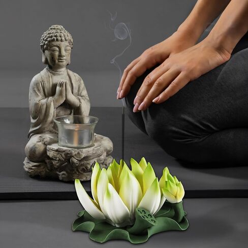 Lotus Incense Burner - Incense Burner Holder for Home Incense Holder Decor Incense Holder for Sticks Yoga, SPA (Z1-Purple Yellow) in Saudi Arabia