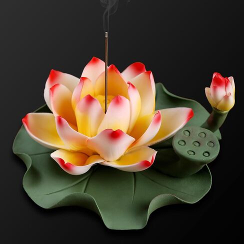 Lotus Incense Burner - Incense Burner Holder for Home Incense Holder Decor Incense Holder for Sticks Yoga, SPA (Z1-Purple Yellow) in Saudi Arabia