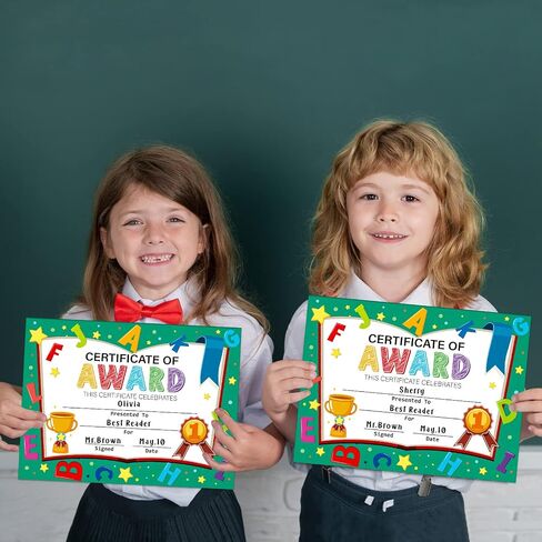 30PCS Certificate of Awards for Kids 8''x11'' Kindergarten Certificate of Achievement Preschool Diploma Graduation Certificates of Completion Recognition for Kids Students Teachers Supplies in Saudi Arabia
