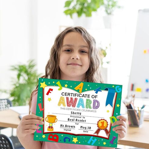 30PCS Certificate of Awards for Kids 8''x11'' Kindergarten Certificate of Achievement Preschool Diploma Graduation Certificates of Completion Recognition for Kids Students Teachers Supplies in Saudi Arabia