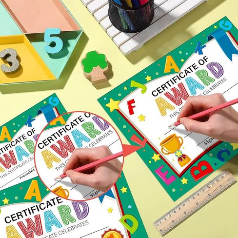 30PCS Certificate of Awards for Kids 8''x11'' Kindergarten Certificate of Achievement Preschool Diploma Graduation Certificates of Completion Recognition for Kids Students Teachers Supplies in Saudi Arabia