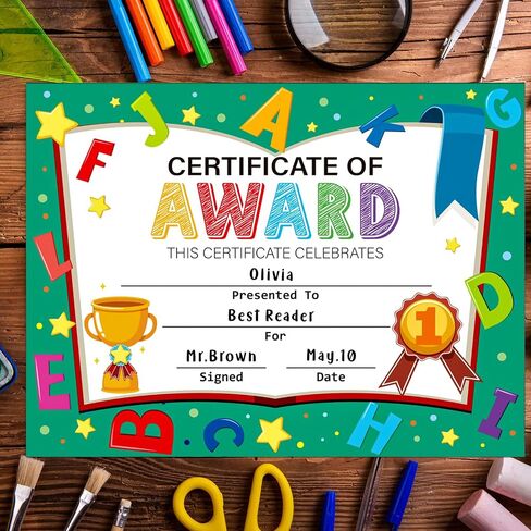 30PCS Certificate of Awards for Kids 8''x11'' Kindergarten Certificate of Achievement Preschool Diploma Graduation Certificates of Completion Recognition for Kids Students Teachers Supplies in Saudi Arabia