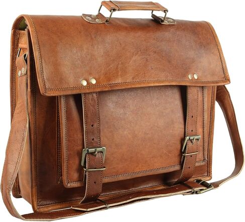 vintage crafts Leather Briefcase for Men and Women 16 inch Handmade Leather Messenger Bag for Laptop Best Computer Satchel Distressed Bag in Kuwait