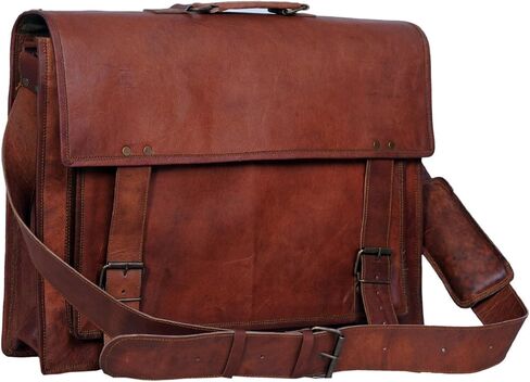 vintage crafts Leather Briefcase for Men and Women 16 inch Handmade Leather Messenger Bag for Laptop Best Computer Satchel Distressed Bag in Kuwait
