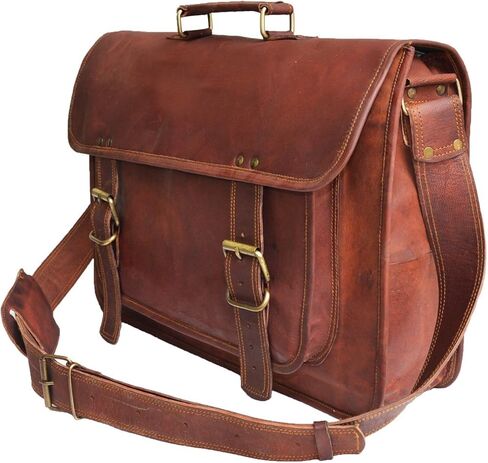 vintage crafts Leather Briefcase for Men and Women 16 inch Handmade Leather Messenger Bag for Laptop Best Computer Satchel Distressed Bag in Kuwait