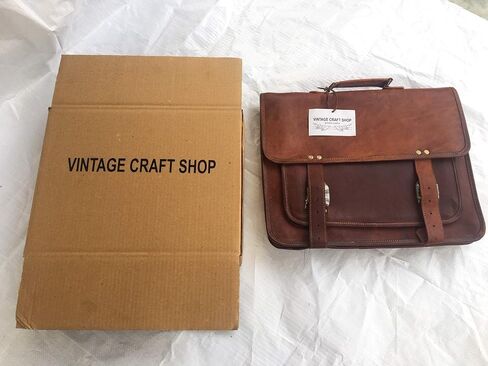 vintage crafts Leather Briefcase for Men and Women 16 inch Handmade Leather Messenger Bag for Laptop Best Computer Satchel Distressed Bag in Kuwait