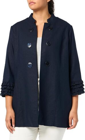 MULTIPLES Women's Three Quarters Sleeve Stand Collar Double Button Lined Jacket in Saudi Arabia