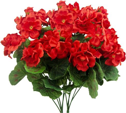FERIAL قطعتان من زهور إبرة الراعي الحمراء الاصطناعية وزهور إبرة الراعي الصناعية وزهور الحرير في الهواء الطلق وشجيرة إبرة الراعي الأحمر لديكور المنزل الزهري والحديقة الداخلية والفناء القبري ومزهرية الطاولة... in Kuwait