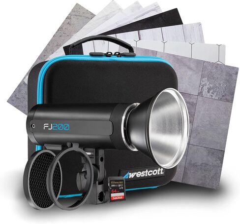 Westcott FJ200 200Ws Strobe Light Bundle with 64GB SD Card and Photography Backdrop Boards (3 Items) in Saudi Arabia