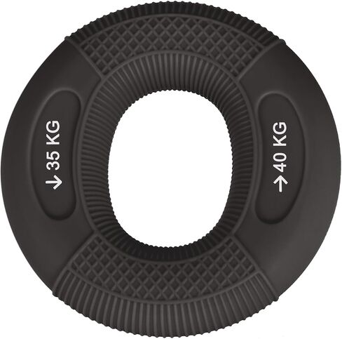 uxcell Hand Grip Strength Trainer, 3" 35-40 KG(77-88 Lbs) Silicone Rings Finger Forearms Exercise Grip Squeezer for Athletes Workout, Rock Climbing, Black in Saudi Arabia