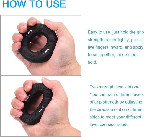 uxcell Hand Grip Strength Trainer, 3" 35-40 KG(77-88 Lbs) Silicone Rings Finger Forearms Exercise Grip Squeezer for Athletes Workout, Rock Climbing, Black in Saudi Arabia