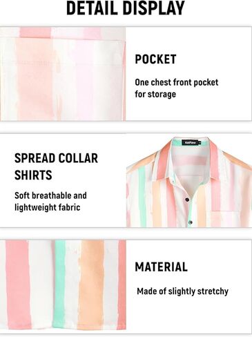 VATPAVE Mens Striped 2 Piece Outfits Casual Short Sleeve Button Down Shirts Summer Beach Shorts Set in Kuwait