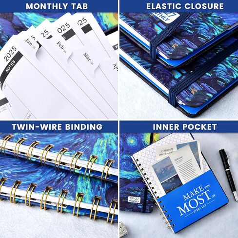 مخطط/تقويم شهري 2024-2027 - يوليو 2024 - يونيو 2027، 6.4 بوصة × 8.5 بوصة، مخطط شهري لمدة 3 سنوات مع علامات تبويب شهرية، جيب داخلي، إغلاق مرن in Kuwait