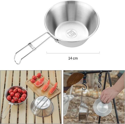Camping Cutlery Set for 1 People- ISFORU Stainless Steel Tableware Mess Kit Includes Large Plate Cup Bowl Cutlery with Mesh Bag, Dinnerware Utensils Set for Outdoor Camping Hiking and Picnic in Saudi Arabia