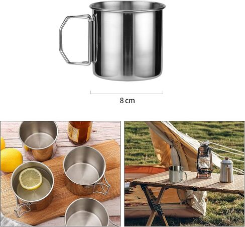 Camping Cutlery Set for 1 People- ISFORU Stainless Steel Tableware Mess Kit Includes Large Plate Cup Bowl Cutlery with Mesh Bag, Dinnerware Utensils Set for Outdoor Camping Hiking and Picnic in Saudi Arabia