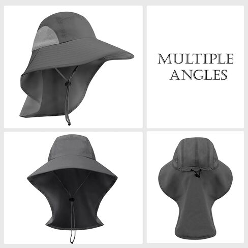 Sun Hat with Neck Flap, UPF 50+ UV Protective Wide Brim Breathable Fishing Hiking Hats for Men Women in Saudi Arabia