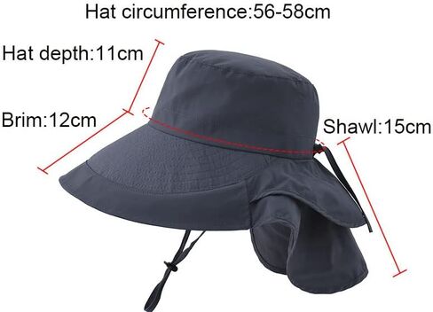 قبعات الشمس النسائية مع فتحة ذيل الحصان بحافة واسعة بعامل حماية من الأشعة فوق البنفسجية 50+ قبعة دلو خارجية مع غطاء للرقبة للمشي لمسافات طويلة وصيد الأسماك والبستنة in Kuwait