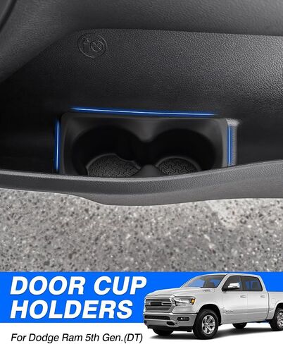 Autorder Door Side Cup Holder Insert for 2019-2022 2023 2024 Dodge Ram 1500 2500 3500 Accessories Door Water Cup Holders Door Organizer Handle Pocket Tray (Front Door) in Saudi Arabia