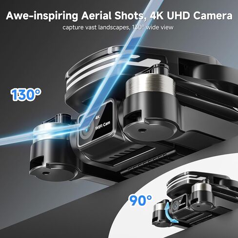 Drones with Camera for Adults 4K Brushless Motor Drone for Kids Beginners, FPV Foldable RC Quadcopter with Propeller Guards, 2 Batteries, 1500mAh, 130° Lens, WiFi, Voice Control, Gesture Photography, Gift Toys for Men Boys in Saudi Arabia