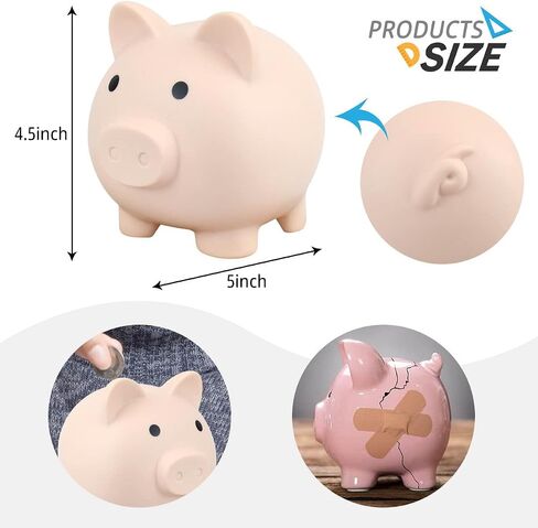 Hengdu Cute Piggy Bank, Made of Drop-Resistant Environmentally Friendly Plastic, a Great Gift for Children (Blue) in Saudi Arabia