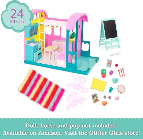Glitter Girls - مجموعة لعب بيت الدمية GG مع الأثاث والإكسسوارات المنزلية - المطبخ والفرن والفناء - ملابس وإكسسوارات الدمية مقاس 14 بوصة للأطفال من سن 3 سنوات فما فوق in Kuwait
