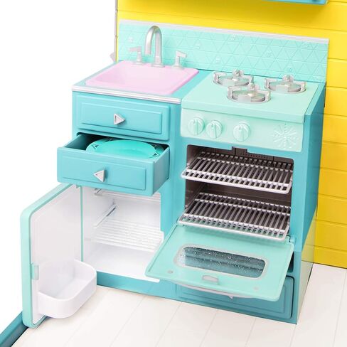 Glitter Girls - مجموعة لعب بيت الدمية GG مع الأثاث والإكسسوارات المنزلية - المطبخ والفرن والفناء - ملابس وإكسسوارات الدمية مقاس 14 بوصة للأطفال من سن 3 سنوات فما فوق in Kuwait