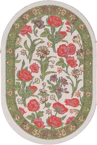 Miniature Carpet, 1/12 Beautiful Decorative Oval Carpet for Dollhouse (B01 Green Leaf Flower), Miniature Dollhouse Accessories of Woven Dollhouse Rug Dollhouse Furniture Dollhouse Rug in Saudi Arabia