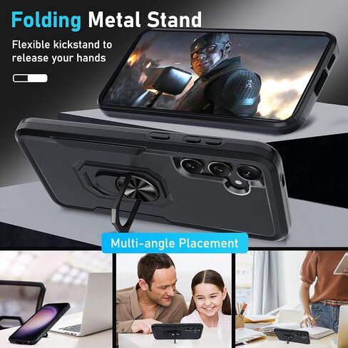 Janmitta for Samsung Galaxy S25+ Plus Case with Screen Protector+Camera Lens Protector,Heavy Duty Shockproof Full Body Protective Cover Built in Rotatable Metal Ring Holder Kickstand,2025 Mint Green in Saudi Arabia