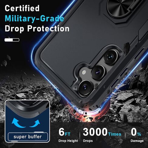 Janmitta for Samsung Galaxy S25+ Plus Case with Screen Protector+Camera Lens Protector,Heavy Duty Shockproof Full Body Protective Cover Built in Rotatable Metal Ring Holder Kickstand,2025 Mint Green in Saudi Arabia
