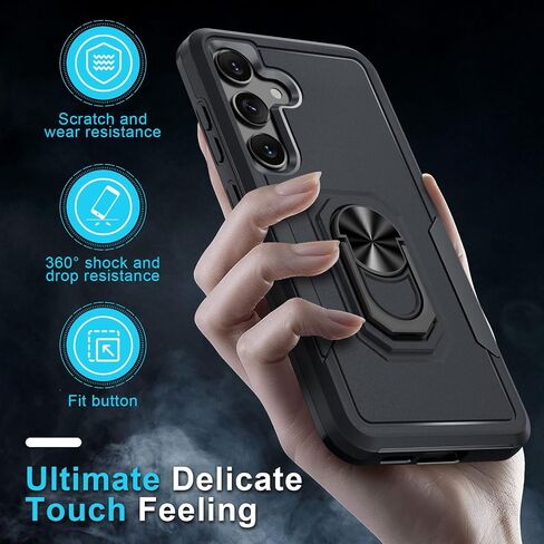 Janmitta for Samsung Galaxy S25+ Plus Case with Screen Protector+Camera Lens Protector,Heavy Duty Shockproof Full Body Protective Cover Built in Rotatable Metal Ring Holder Kickstand,2025 Mint Green in Saudi Arabia