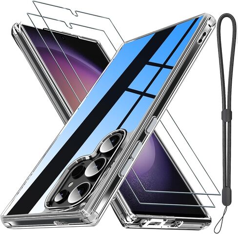 جراب Janmitta لهاتف Samsung Galaxy S24+ Plus مع واقي شاشة [عبوة من قطعتين]، غطاء واقٍ كامل الجسم مقاوم للصدمات شديد التحمل مدمج في حامل حلقي معدني قابل للدوران، 2024 أسود غير لامع in Kuwait