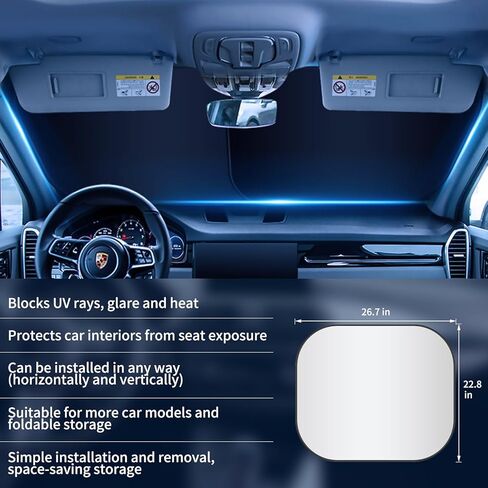 Car Windshield Sun Shade. Perfect Sun Shades for Car Windshields. 2-Piece Sun Cover for Car Windshield. Sun Shade for Car Windshields to Block UV Rays and Heat. Sun Blocker for Car. in Kuwait