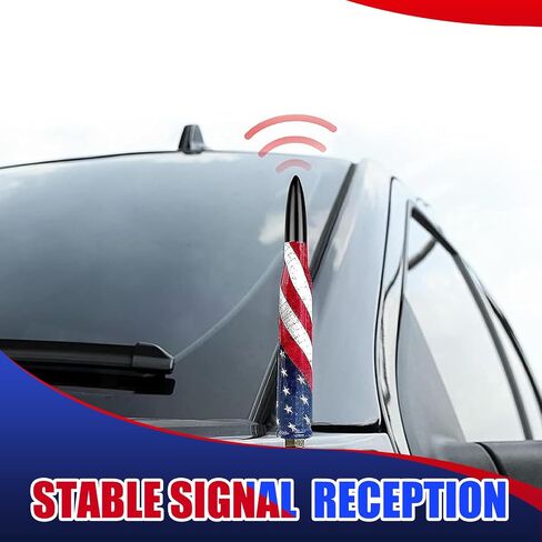 1 PC Car American Flag Bullet Antenna, 5.51" x 0.78" Anti-Theft Security Antenna, Stable Signal Receiving Antenna with Threaded Mounting Accessories, for Most Car Models (Black) in Saudi Arabia