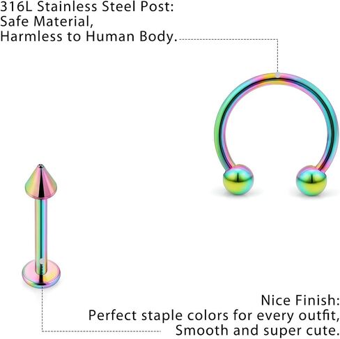 Lip Rings 32PCS Labret Jewelry Monroe Lip Ring Snake Bite Piercing Jewelry 16G Helix Earring Daith Tragus Cartilage Studs Surgical Steel Piercing Jewelry for Women Men in Saudi Arabia