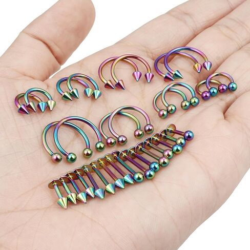 Lip Rings 32PCS Labret Jewelry Monroe Lip Ring Snake Bite Piercing Jewelry 16G Helix Earring Daith Tragus Cartilage Studs Surgical Steel Piercing Jewelry for Women Men in Saudi Arabia
