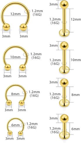 Lip Rings 32PCS Labret Jewelry Monroe Lip Ring Snake Bite Piercing Jewelry 16G Helix Earring Daith Tragus Cartilage Studs Surgical Steel Piercing Jewelry for Women Men in Saudi Arabia