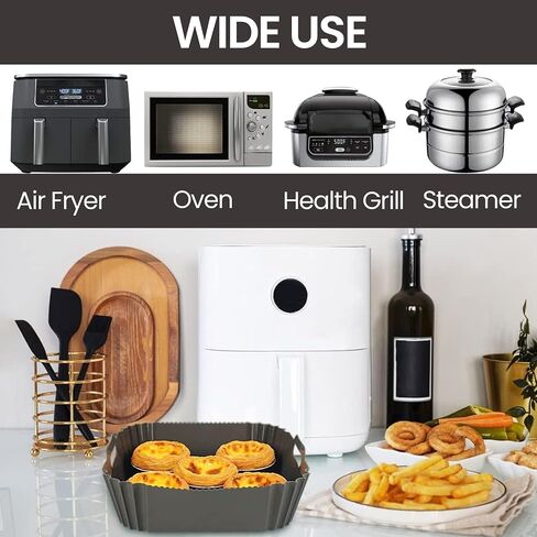 2PCs Silicone Air Fryer Liners - PBA-Free, Reusable, Non-Stick Tray for Mess-Free Cooking, Microwave & Dishwasher Safe Airfryer Accessories, Compatible with Most Air Fryer Brands (4 to 8 QT) in Saudi Arabia