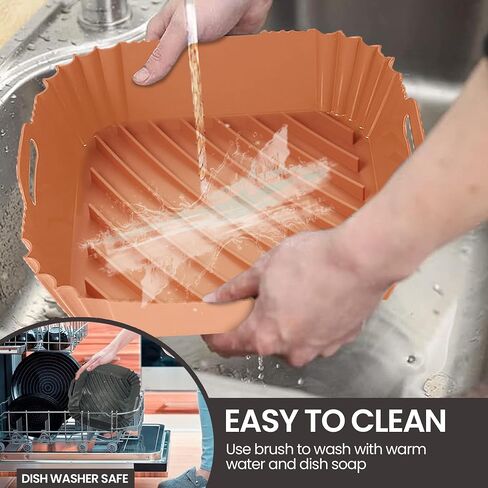 2PCs Silicone Air Fryer Liners - PBA-Free, Reusable, Non-Stick Tray for Mess-Free Cooking, Microwave & Dishwasher Safe Airfryer Accessories, Compatible with Most Air Fryer Brands (4 to 8 QT) in Saudi Arabia