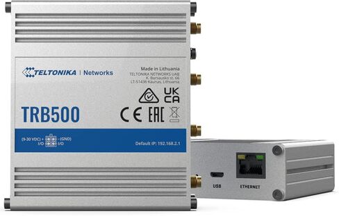 Teltonika TRB500000100 نموذج TRB500 بوابة 5G صناعية، سرعات تصل إلى 1 جيجابت في الثانية، منفذ إيثرنت 1x، APN تلقائي، 2X مدخلات/مخرجات قابلة للتكوين، غلاف من الألومنيوم، وحدة PSU في المملكة المتحدة؛ ليس للاستخدام في الولايات المتحدة الأمريكية in Kuwait