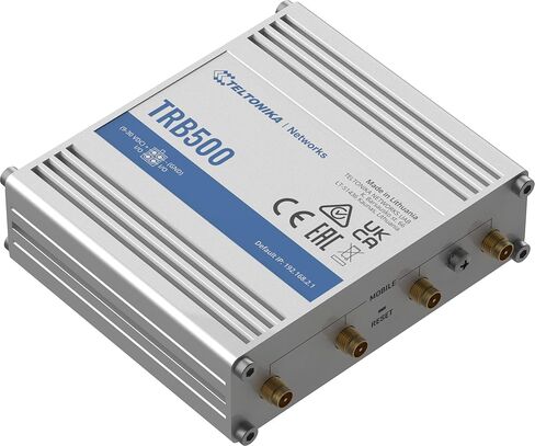 Teltonika TRB500000100 نموذج TRB500 بوابة 5G صناعية، سرعات تصل إلى 1 جيجابت في الثانية، منفذ إيثرنت 1x، APN تلقائي، 2X مدخلات/مخرجات قابلة للتكوين، غلاف من الألومنيوم، وحدة PSU في المملكة المتحدة؛ ليس للاستخدام في الولايات المتحدة الأمريكية in Kuwait
